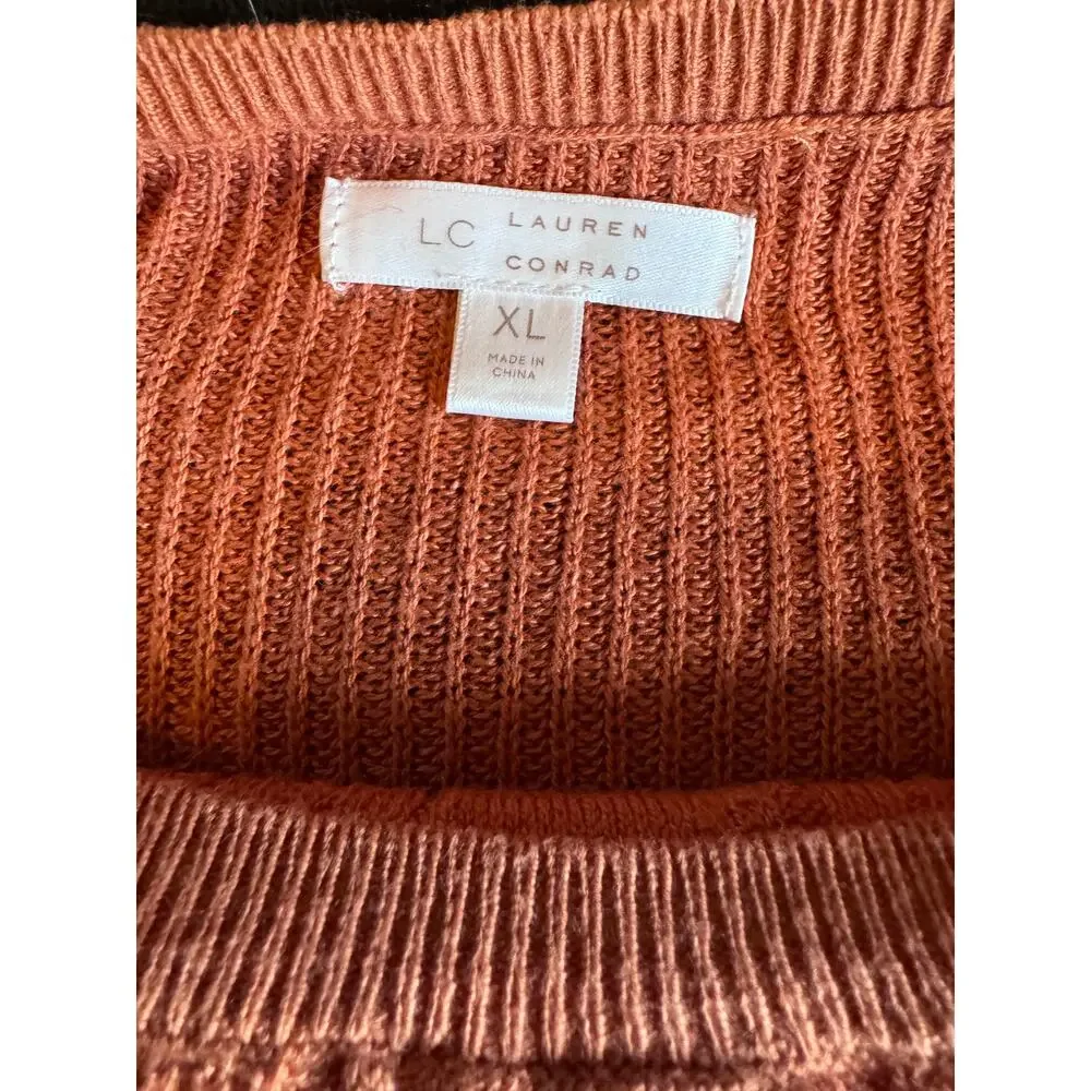 LC Lauren Conrad XL Rust Cable Knit Oversized Sweater Cotton Blend